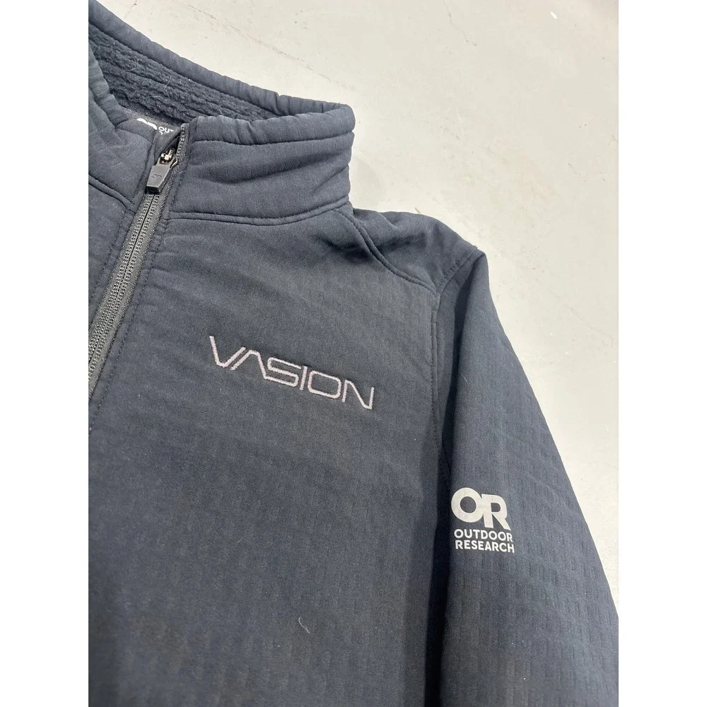 Outdoor Research Men Medium Full Zip Grid Fleece Jacket Charcoal Gray